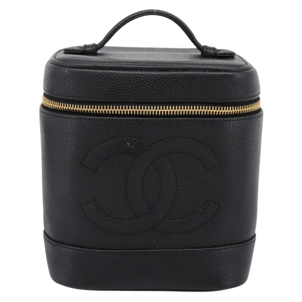 Chanel Vintage Timeless Cosmetic Case Caviar Tall