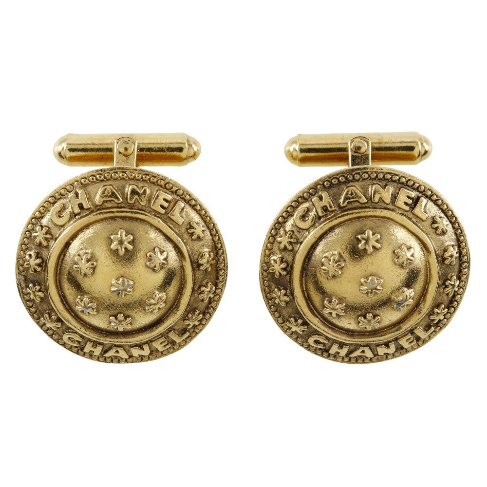 Chanel Vintage Logo Round Cufflinks Plated Gold Product Image