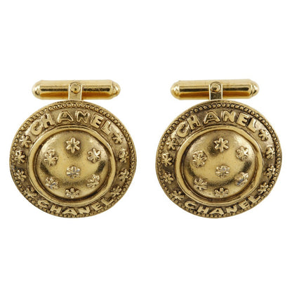 Chanel Vintage Logo Round Cufflinks Plated Gold Product Image
