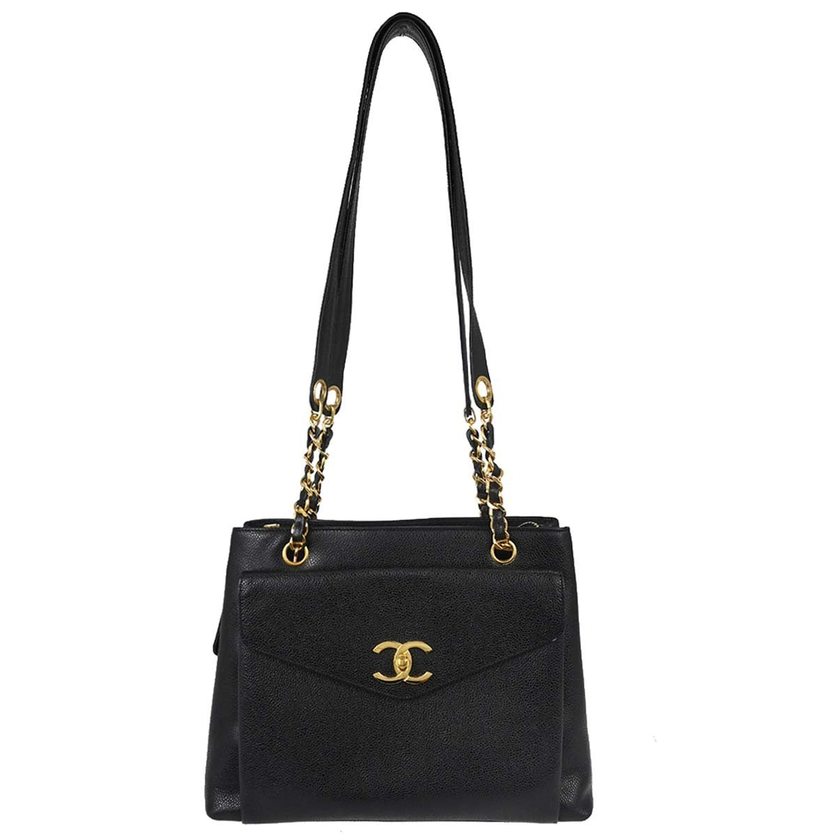 Chanel Vintage Front Pocket Tote Quilted Leather Medium