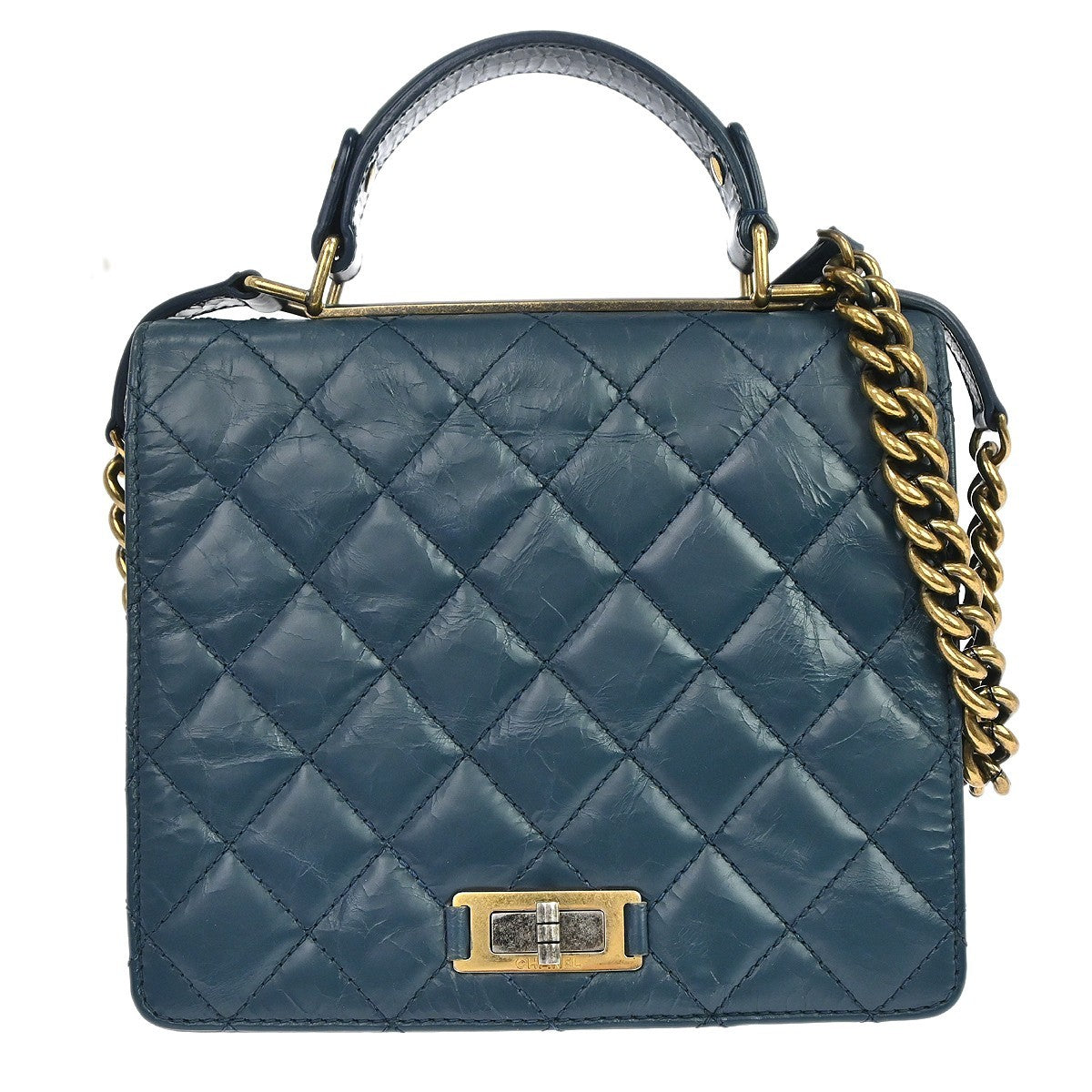 Chanel Rita Top Handle Flap Quilted Aged Calfskin Large
