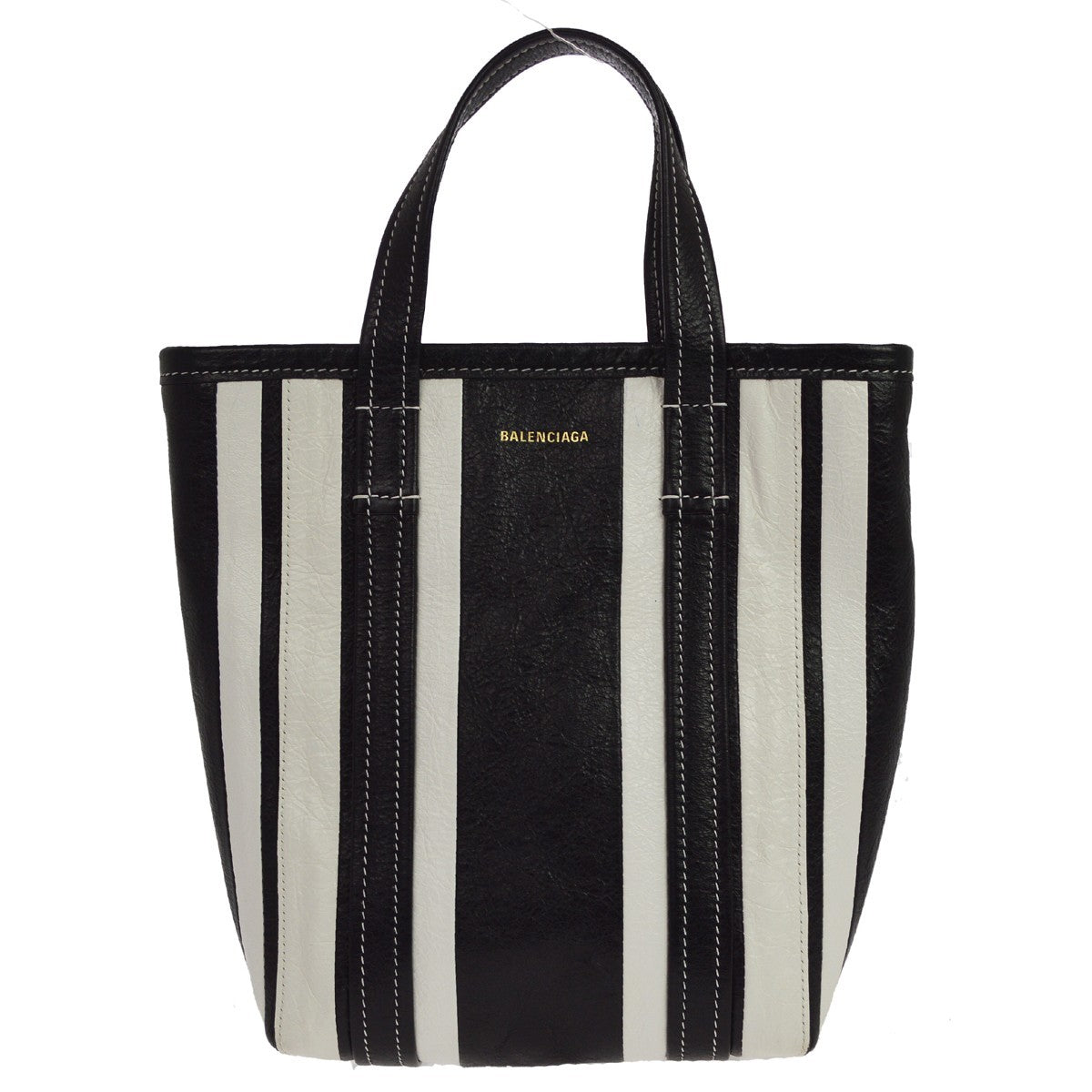 Balenciaga Barbes East West Shopper Tote Striped Leather Medium