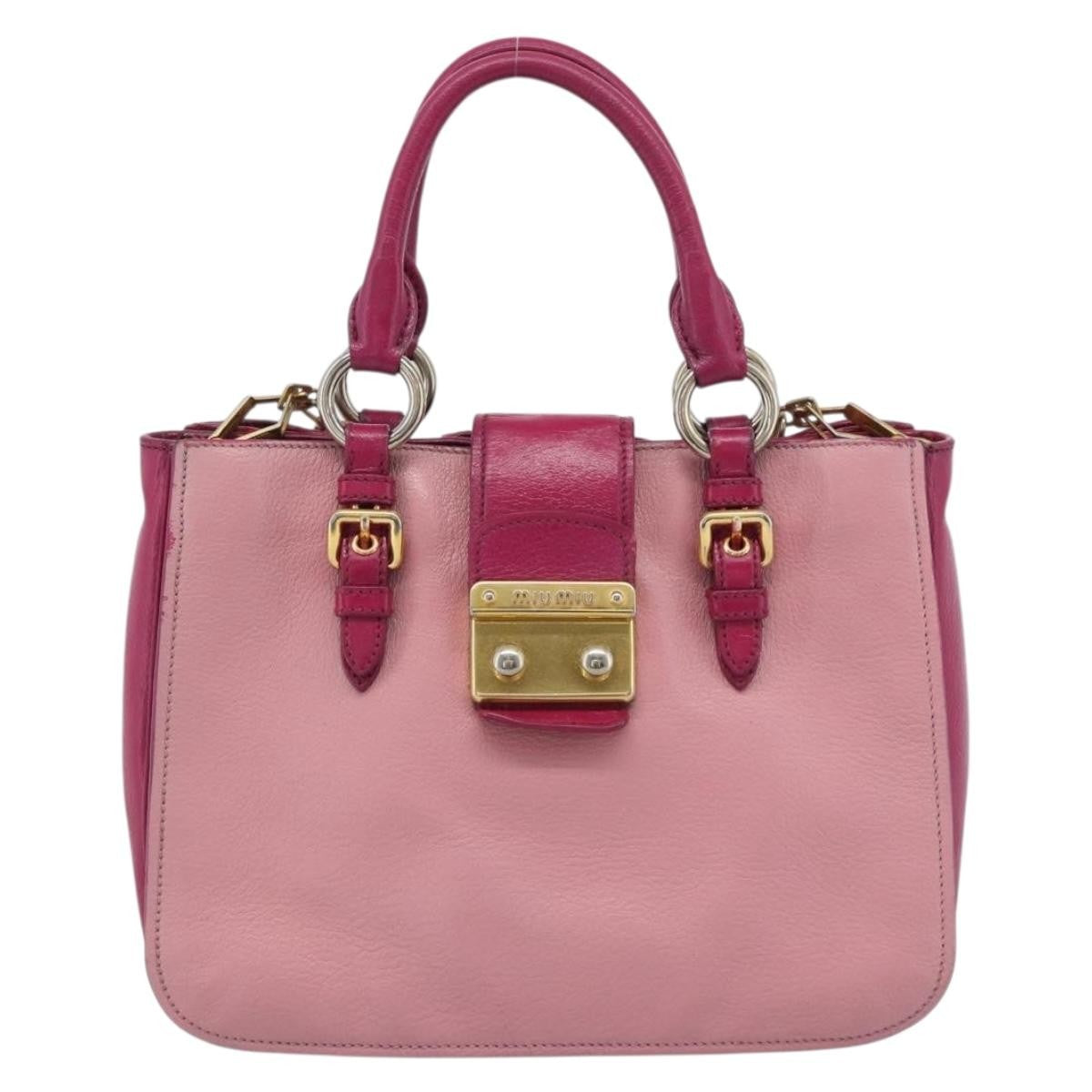 Miu Miu Madras Convertible Lock Tote Leather Medium