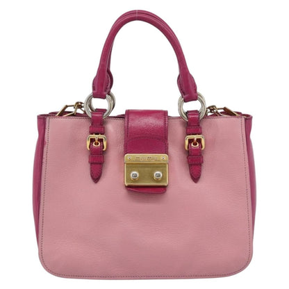 Miu Miu Madras Convertible Lock Tote Leather Medium