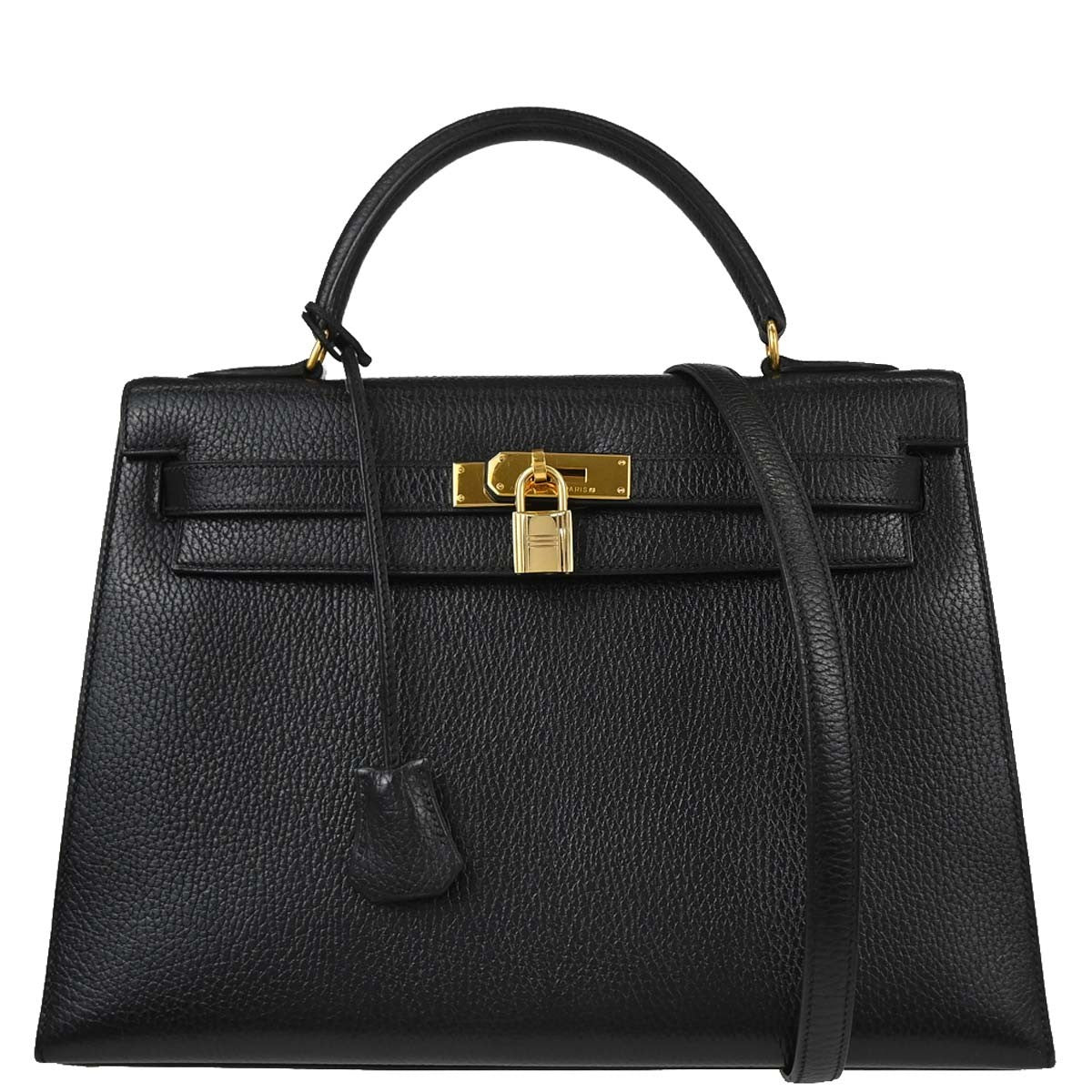 Hermes Kelly Black Ardennes with Gold Hardware 32