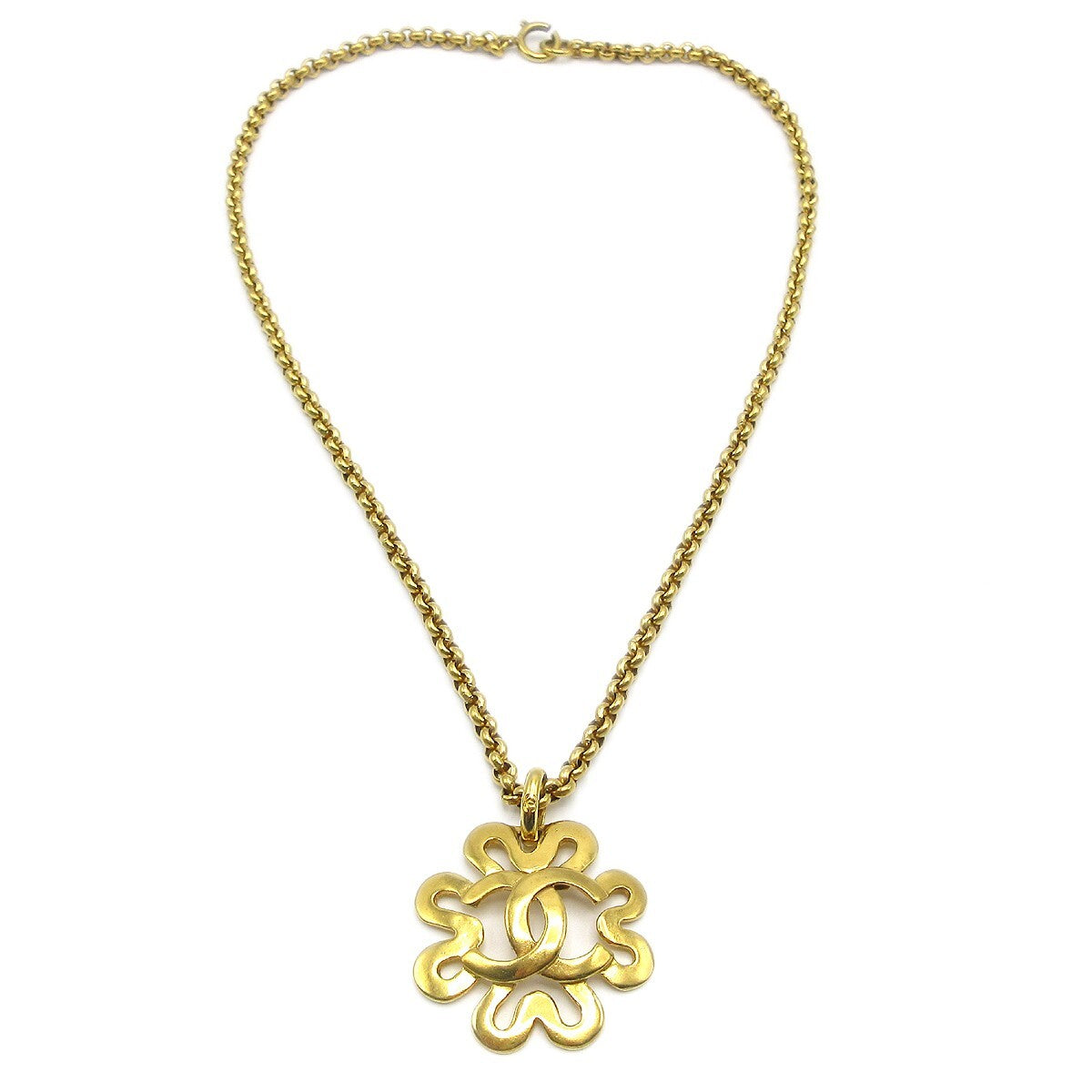 Chanel CC Flower Pendant Necklace Metal Product Image