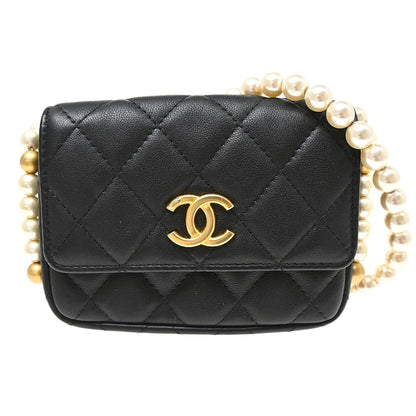 Chanel About Pearls Flap Card Holder with Chain Lambskin Product Image