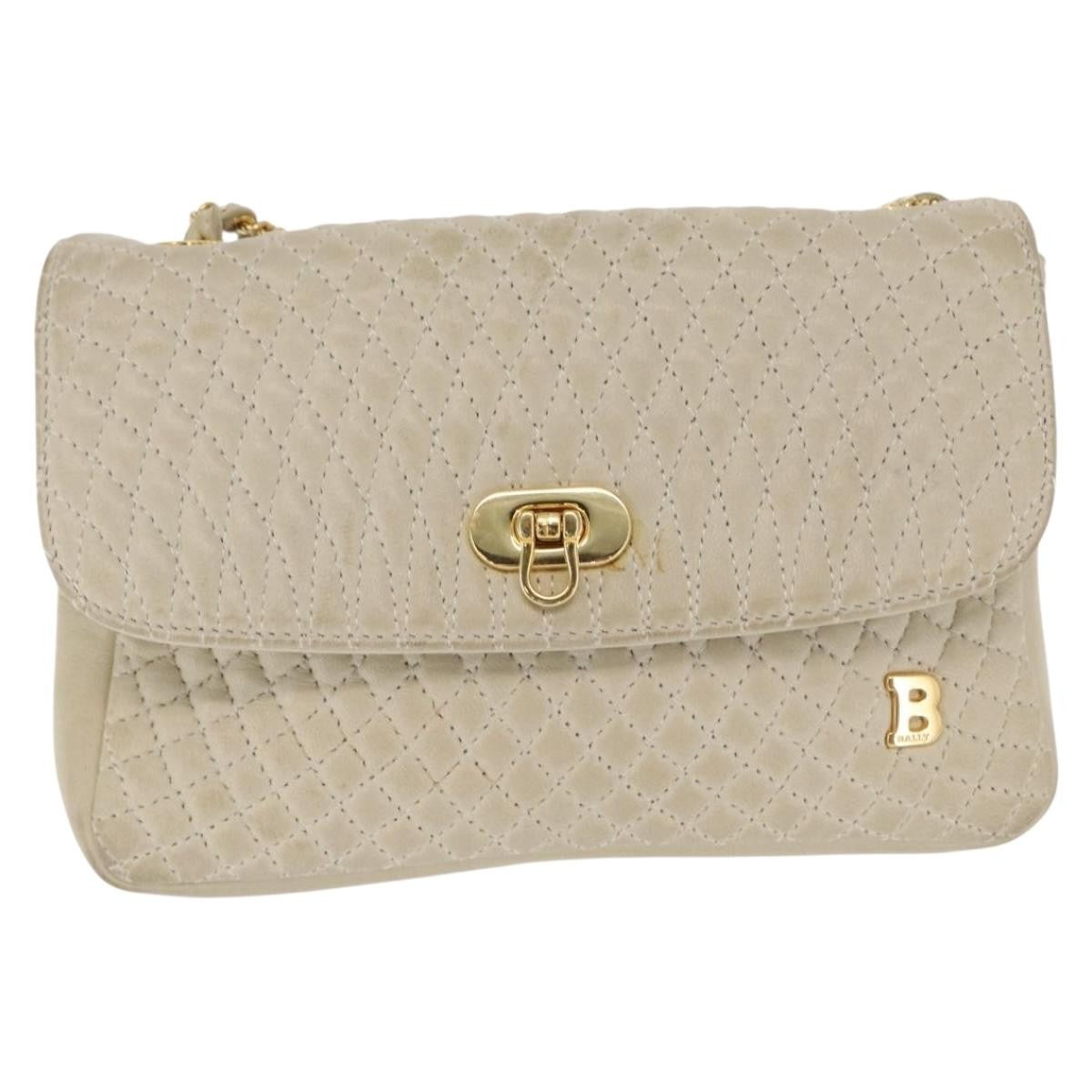 Bally Vintage Chain Shoulder Bag Quilted Leather Product Image