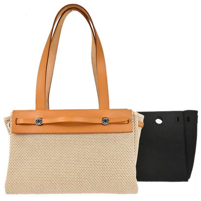 Hermes Herbag Cabas Toile and Leather GM