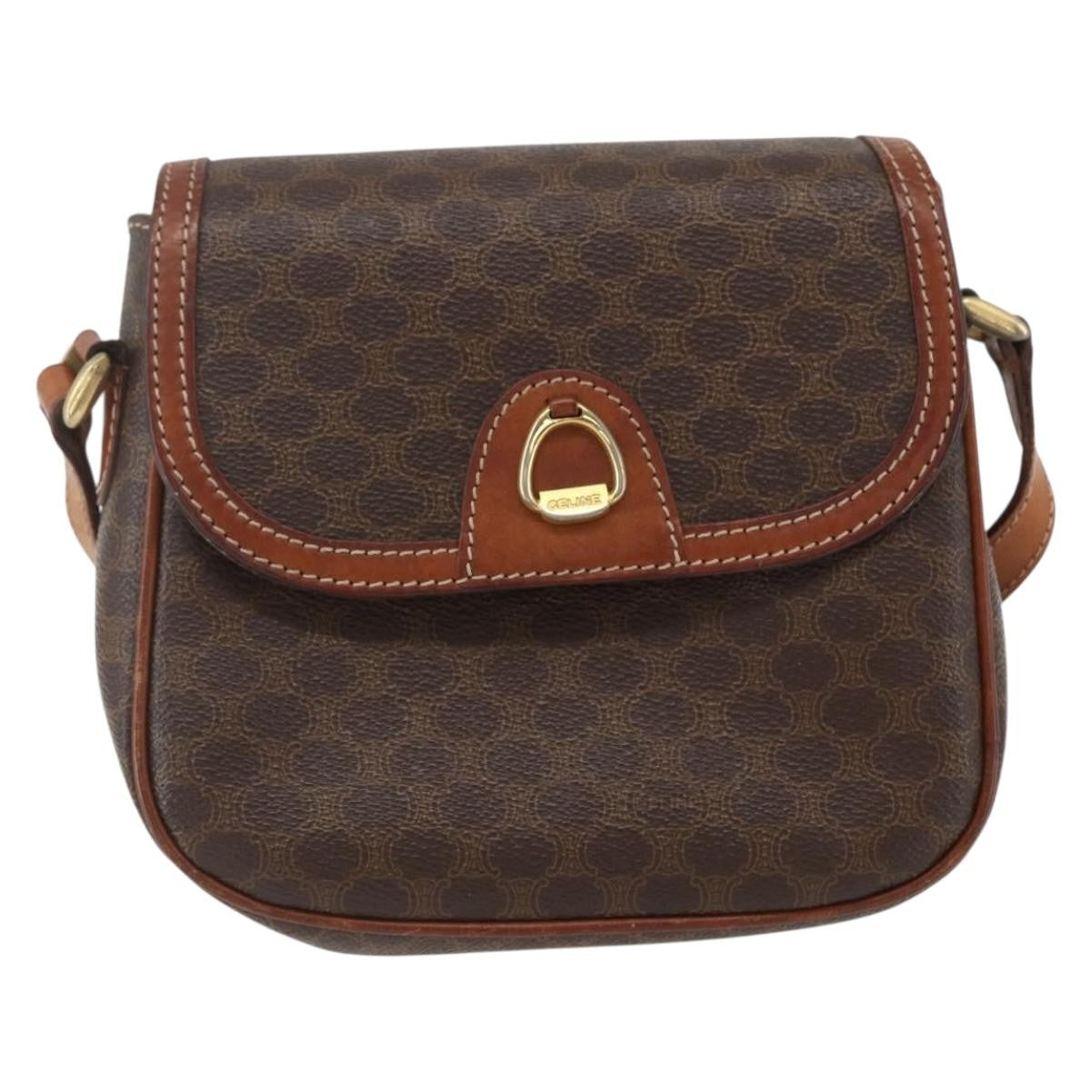 Celine Vintage Macadam Shoulder Bag Canvas and Leather Product Image
