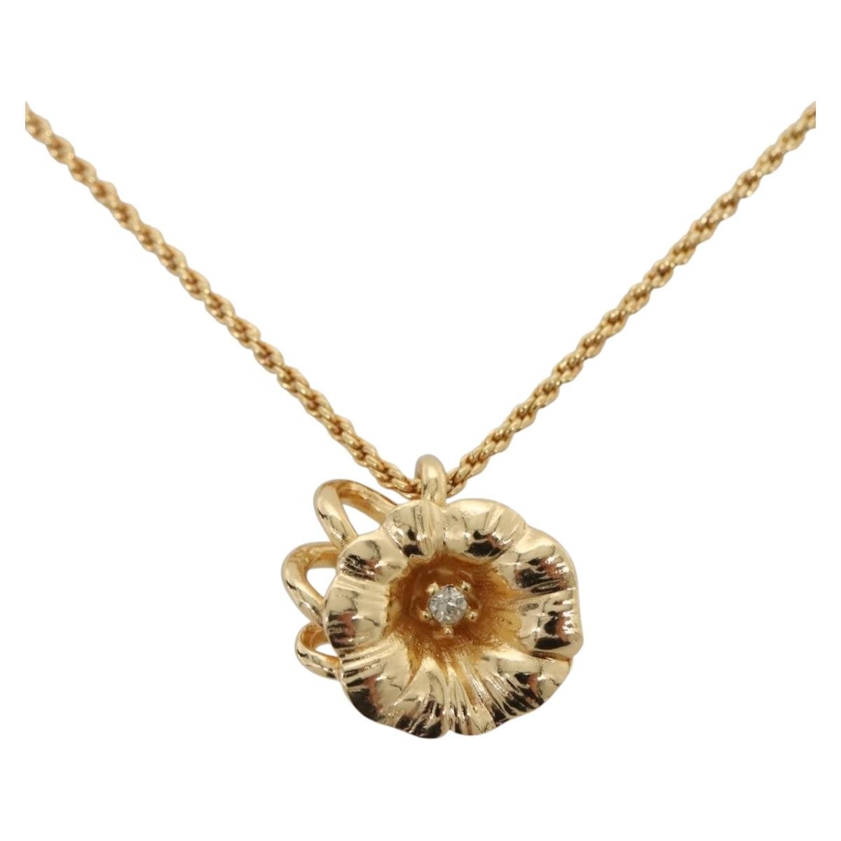 Christian Dior Logo Flower Necklace Metal Product Image