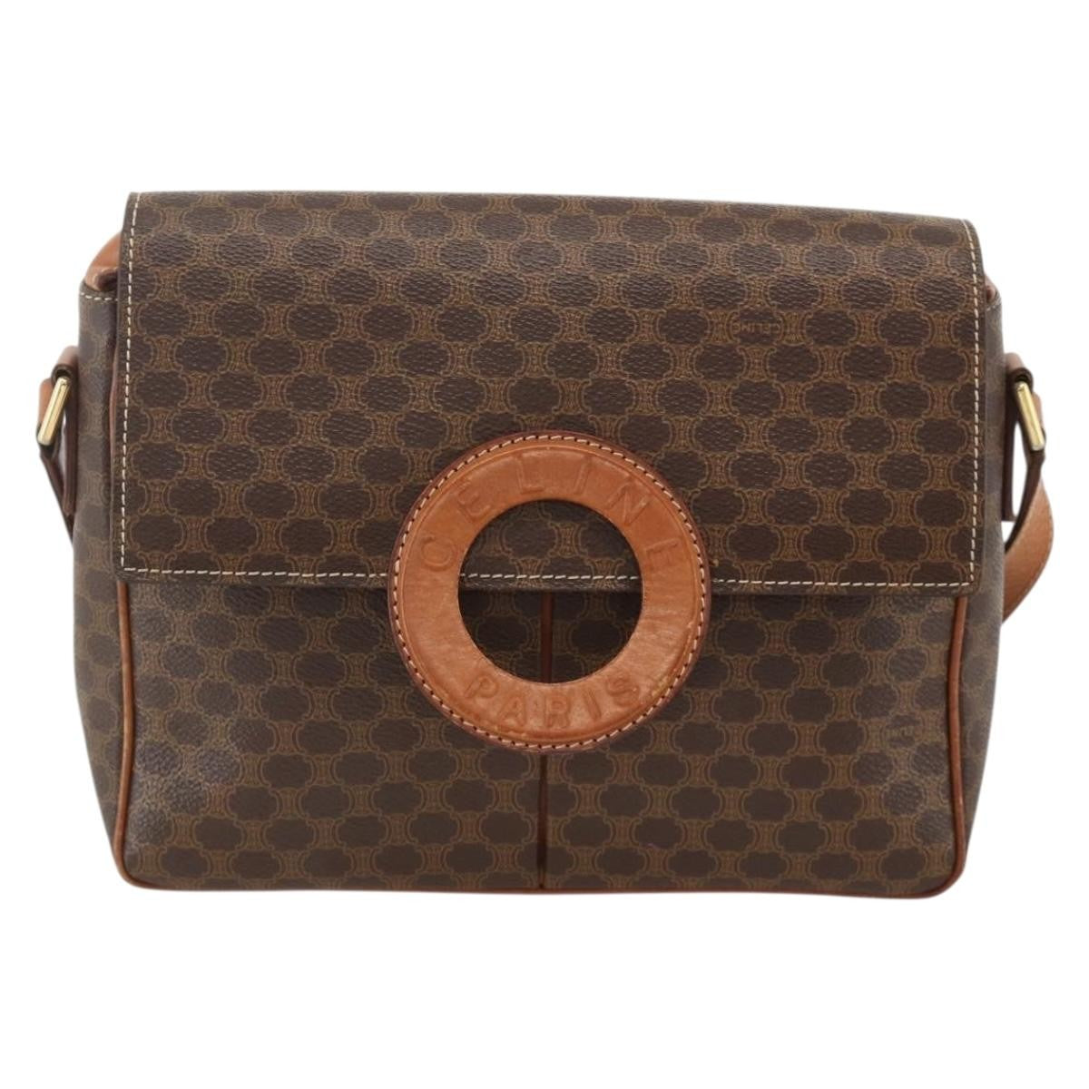 Celine Vintage Macadam Circle Logo Canvas and Leather Product Image