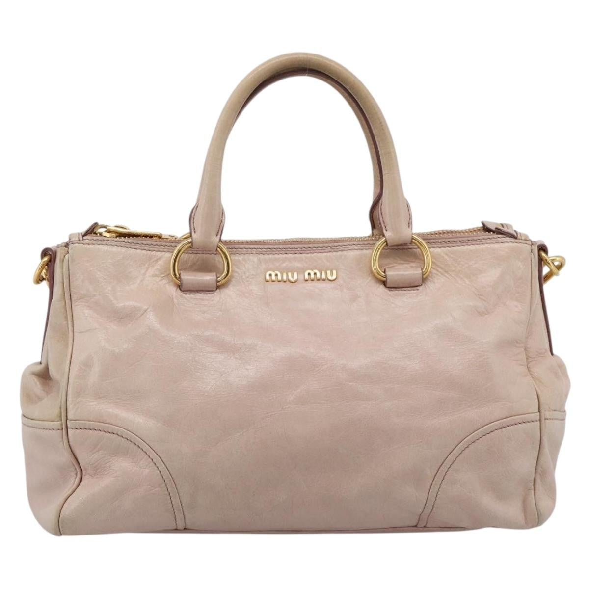 Miu Miu Vitello Lux Ring Satchel Leather Medium