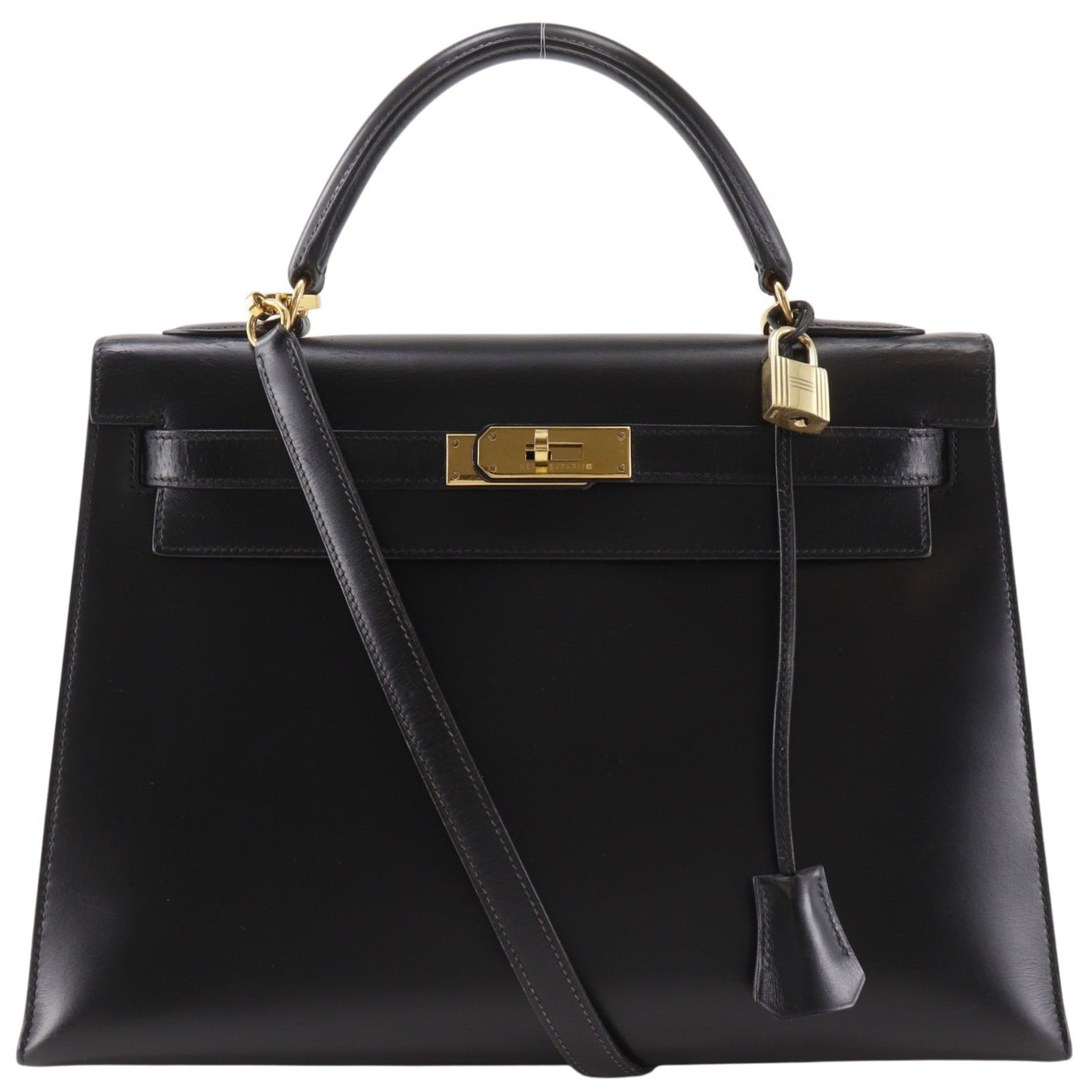 Hermes Kelly Black Box Calf with Gold Hardware 32