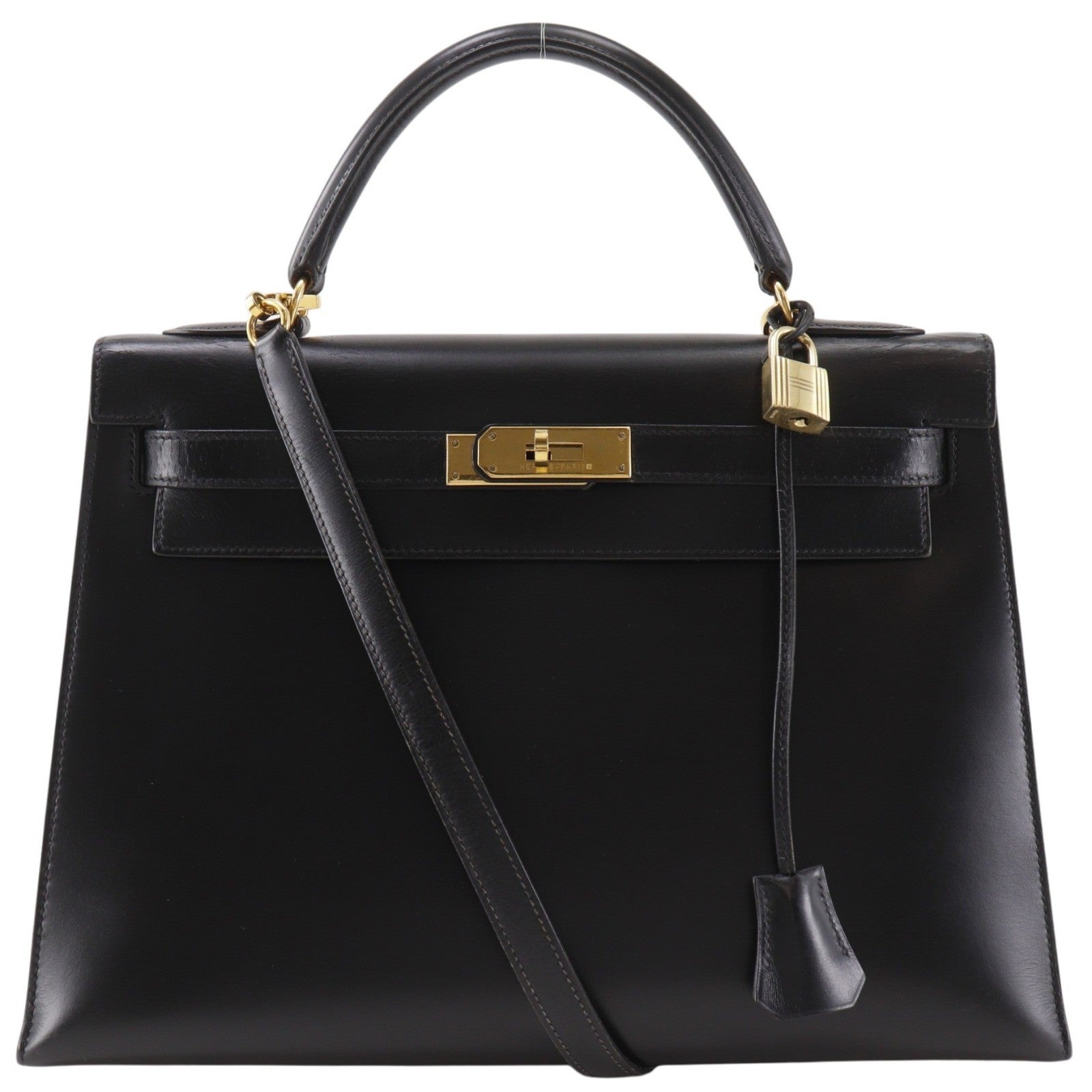Hermes Kelly Black Box Calf with Gold Hardware 32
