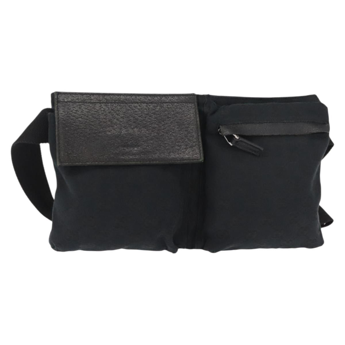 Gucci Vintage Double Belt Bag GG Canvas with Leather Small