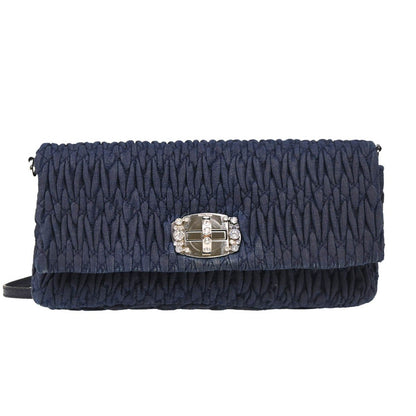 Miu Miu Crystal Clutch Matelasse Denim Small