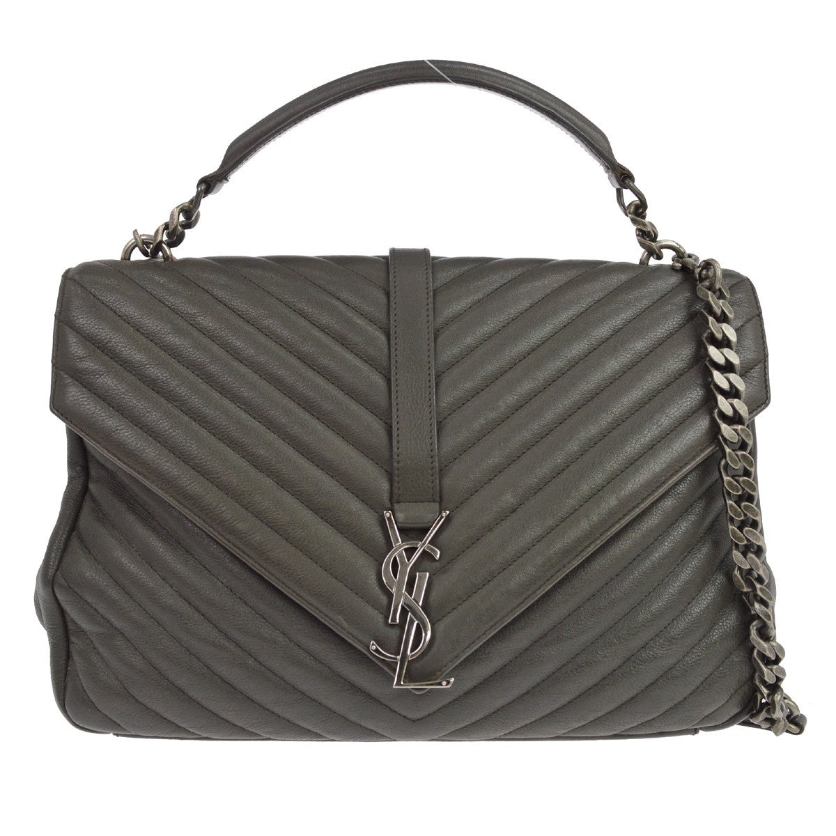 Saint Laurent Classic Monogram College Matelasse Chevron Leather Large