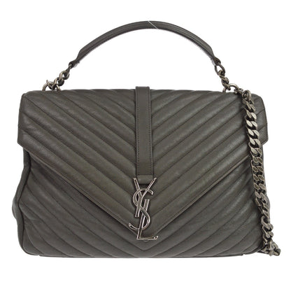 Saint Laurent Classic Monogram College Matelasse Chevron Leather Large