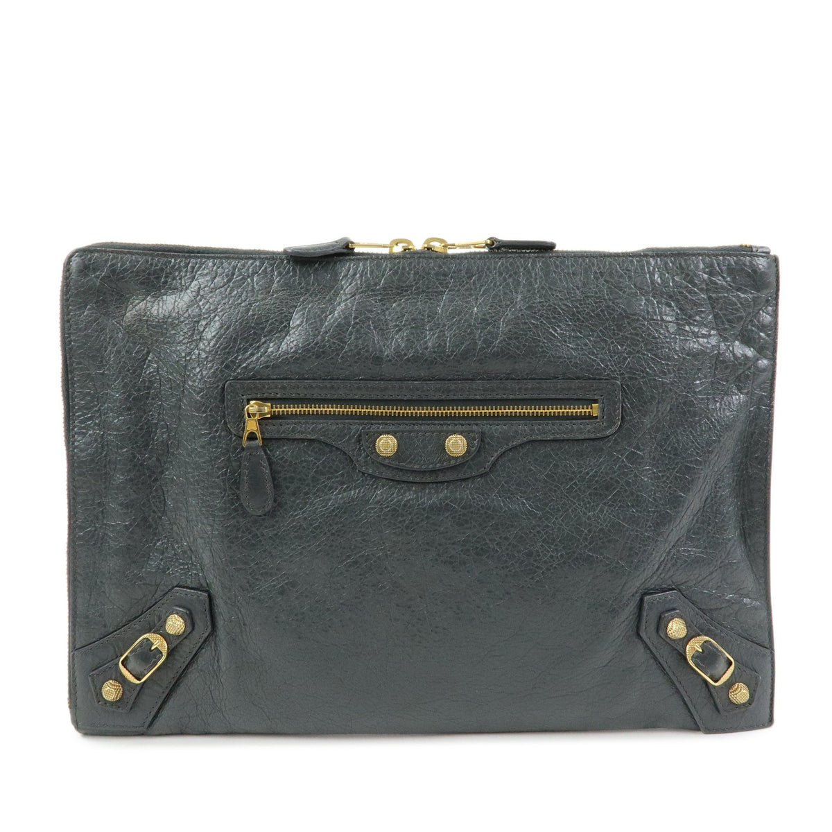 Balenciaga Zip Around Giant Studs Clutch Leather Medium