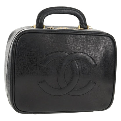 Chanel Vintage Timeless Zip Around Vanity Case Caviar Small