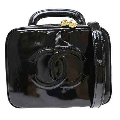 Chanel Vintage Timeless Zip Around Vanity Case Patent Small
