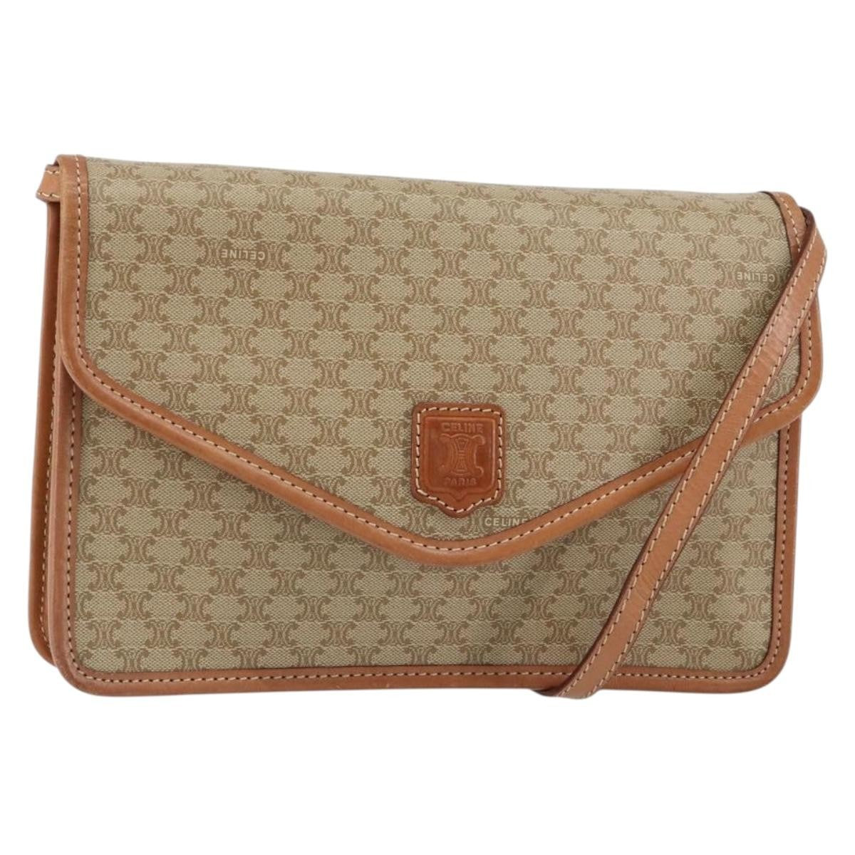 Celine Vintage Macadam Shoulder Bag Canvas Medium