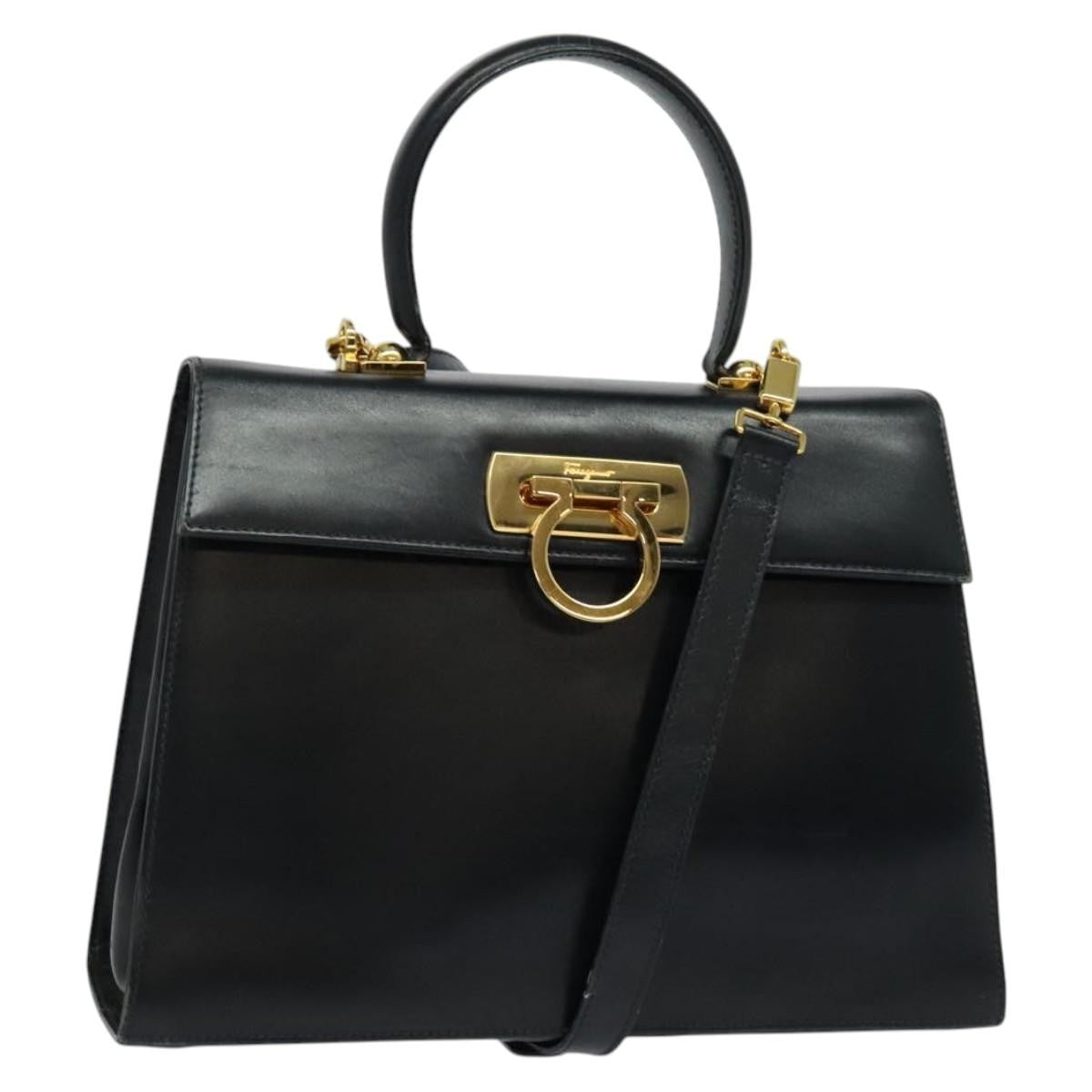 Salvatore Ferragamo Gancini Convertible Top Handle Bag Leather Medium