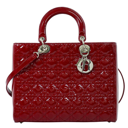 Christian Dior Lady Dior Bag Cannage Quilt Patent Large