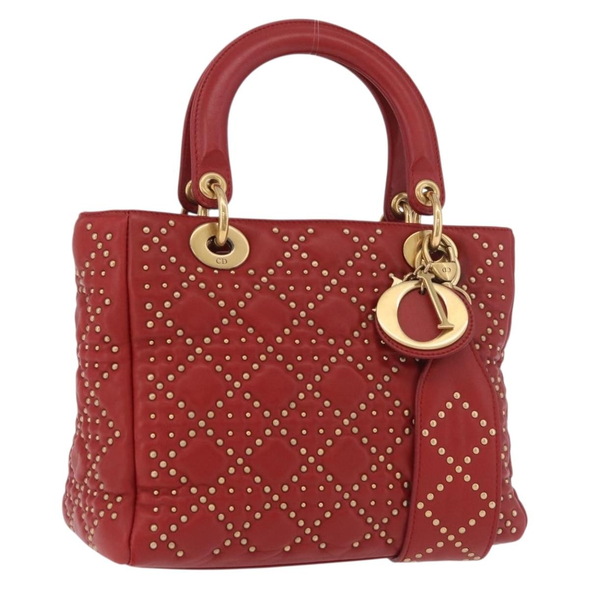 Christian Dior Supple Lady Dior Cannage Studded Lambskin Medium
