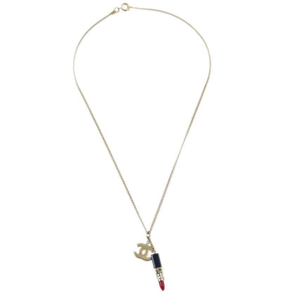 Chanel CC Lipstick Charm Pendant Necklace Metal with Resin and Crystals Product Image