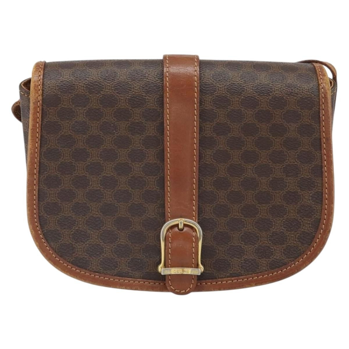Celine Vintage Macadam Shoulder Bag Canvas and Leather Product Image