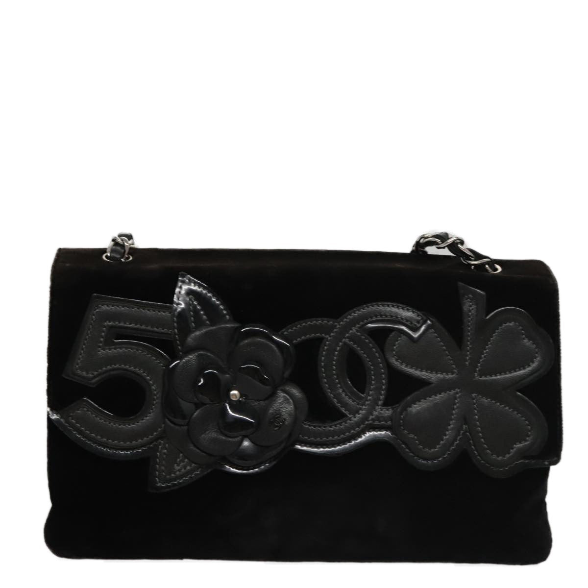 Chanel Camellia No.5 Chain Flap Velvet Large