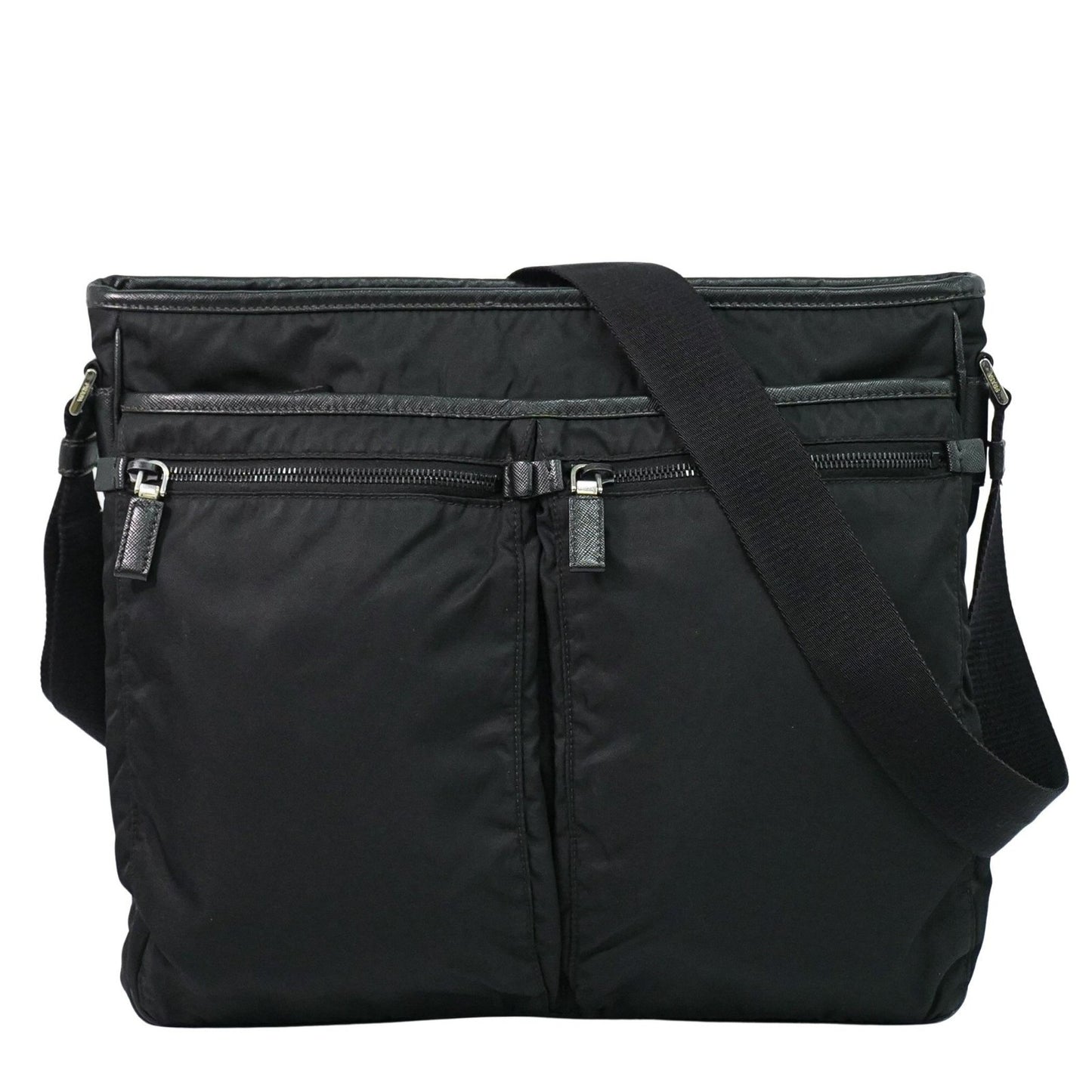 Prada Double Pocket Zip Messenger Tessuto Medium