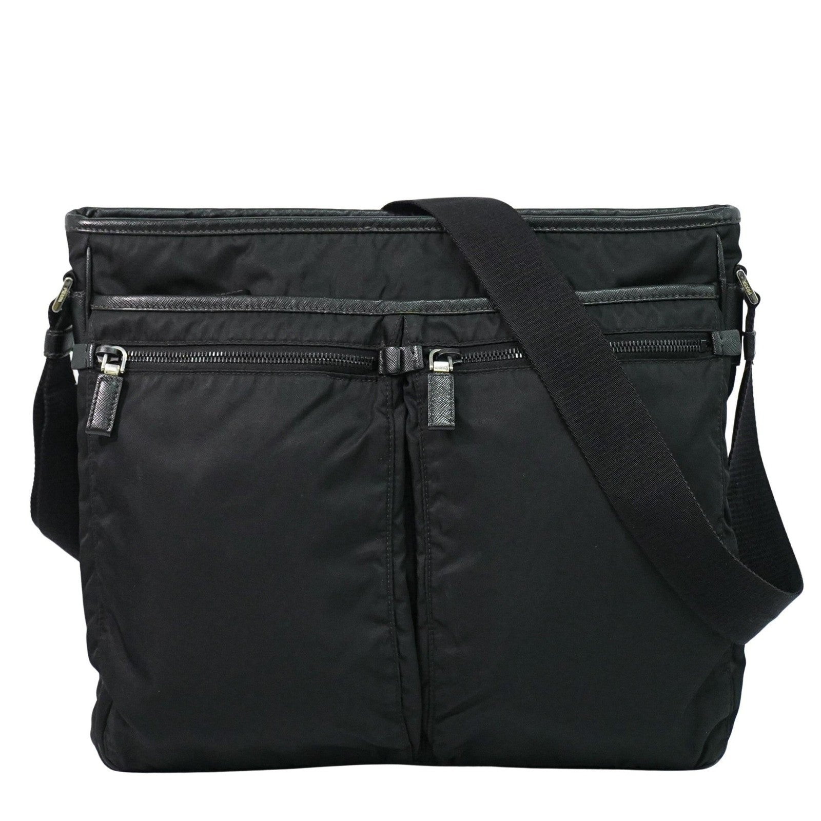 Prada Double Pocket Zip Messenger Tessuto Medium