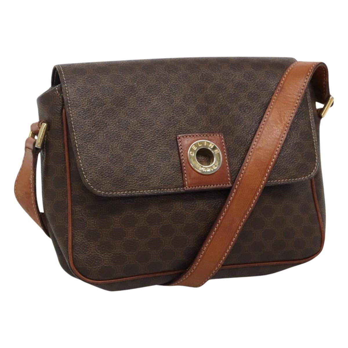 Celine Vintage Macadam Shoulder Bag Canvas Small