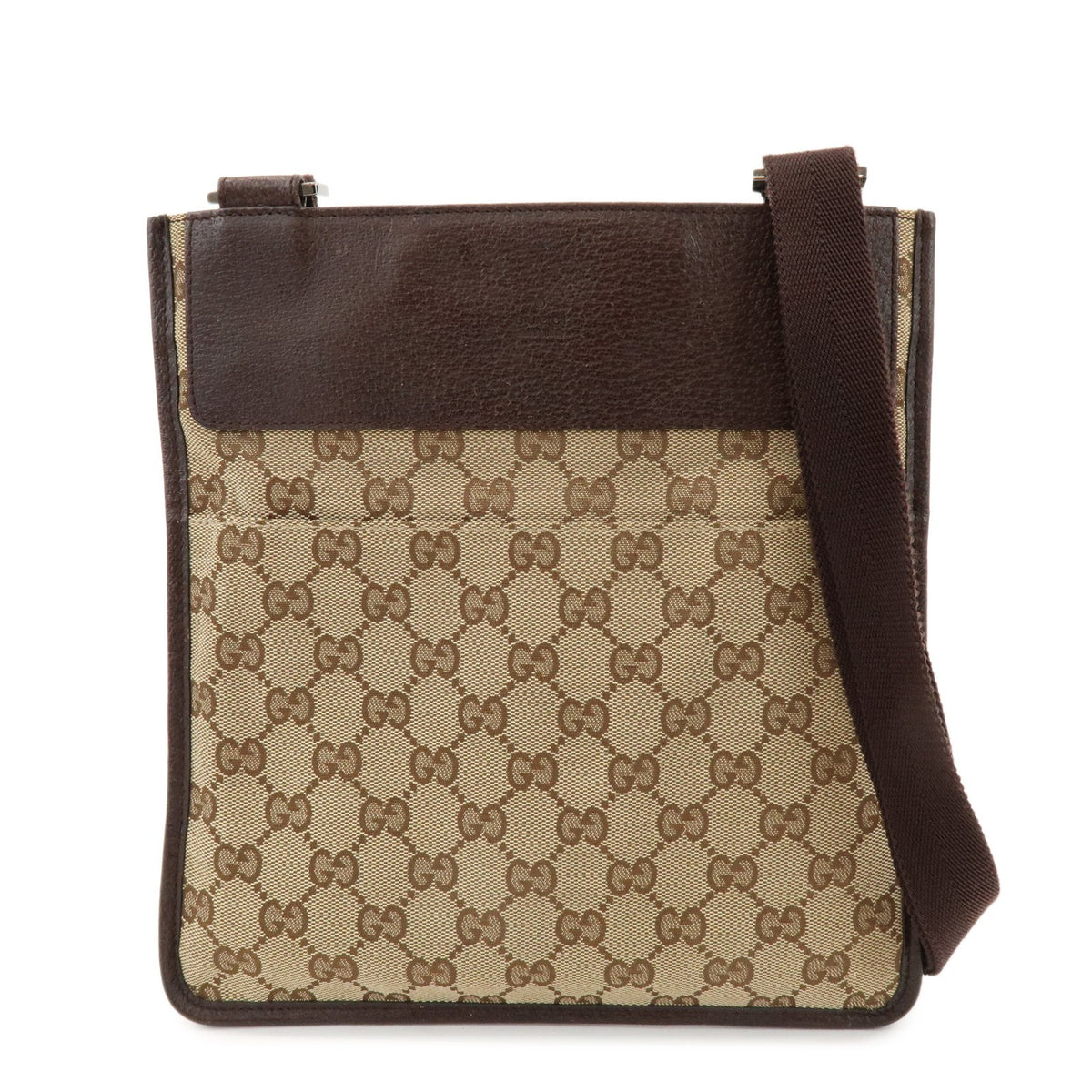 Gucci Vintage Flat Messenger GG Canvas and Leather Small