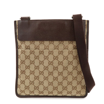 Gucci Vintage Flat Messenger GG Canvas and Leather Small