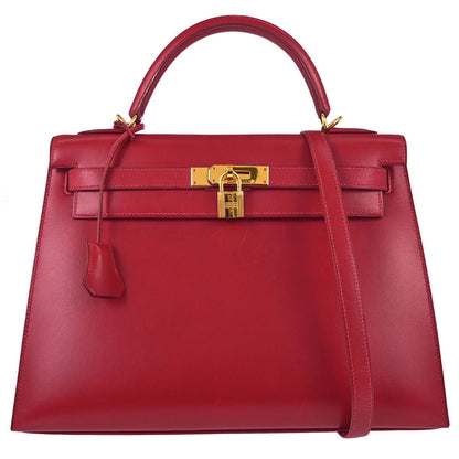 Hermes Kelly Red Box Calf with Gold Hardware 32