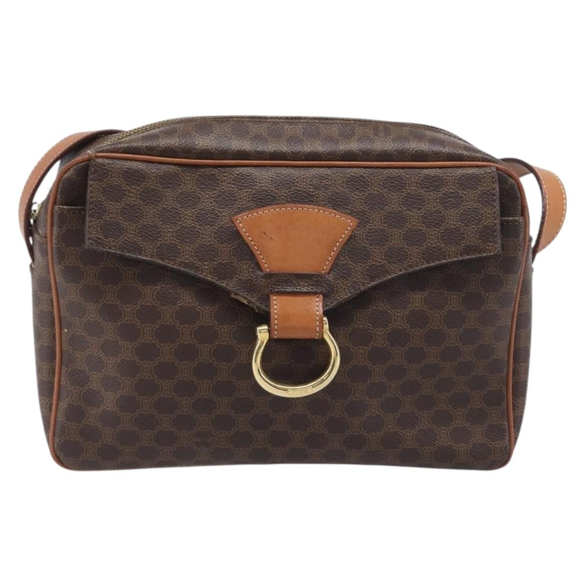 Celine Vintage Macadam Circle Logo Canvas and Leather Product Image