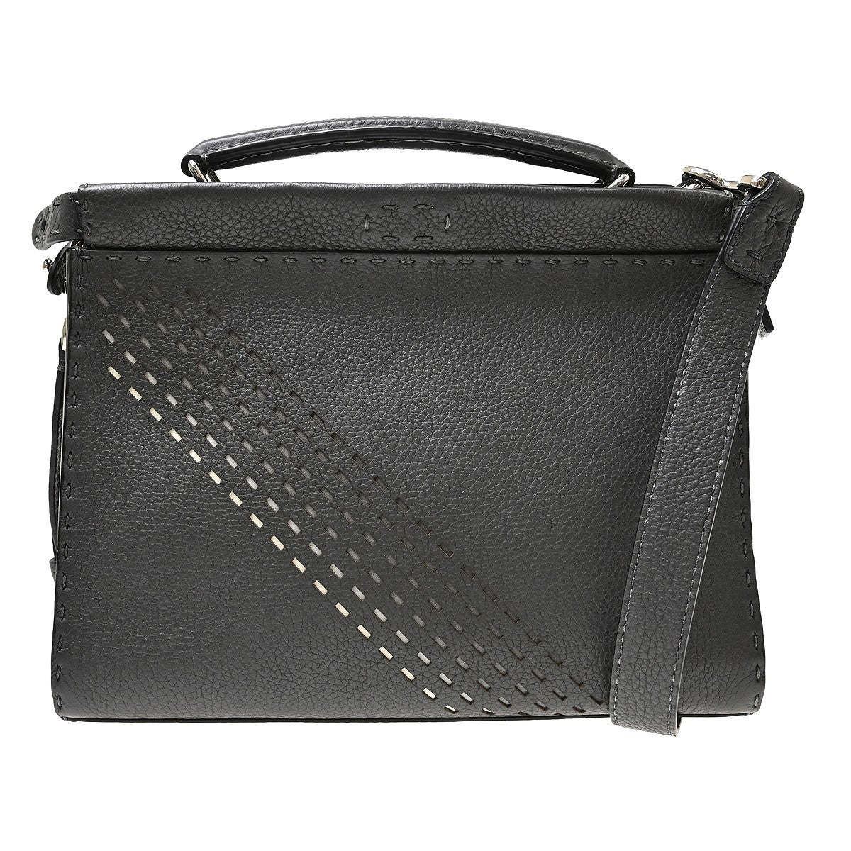 Fendi Peekaboo Fit Leather with Zucca Embossed Leather Regular