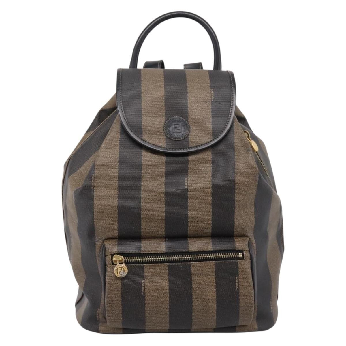 Fendi Vintage Pequin Logo Coated Canvas Small