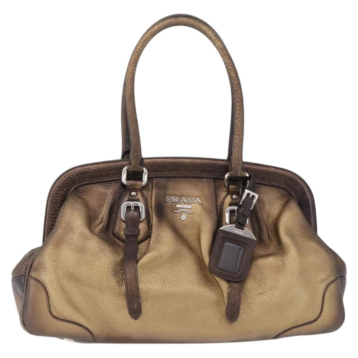 Prada Belted Frame Satchel Metallic Leather Product Image