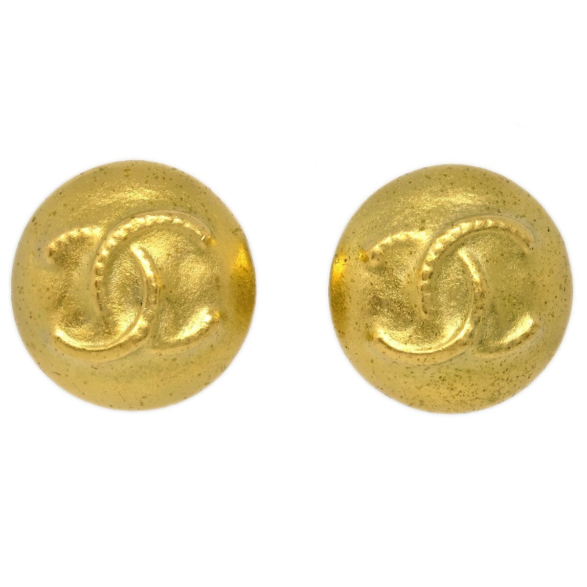 Chanel Vintage CC Round Clip-On Earrings Metal Small