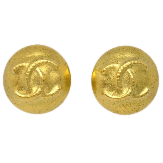 Chanel Vintage CC Round Clip-On Earrings Metal Small