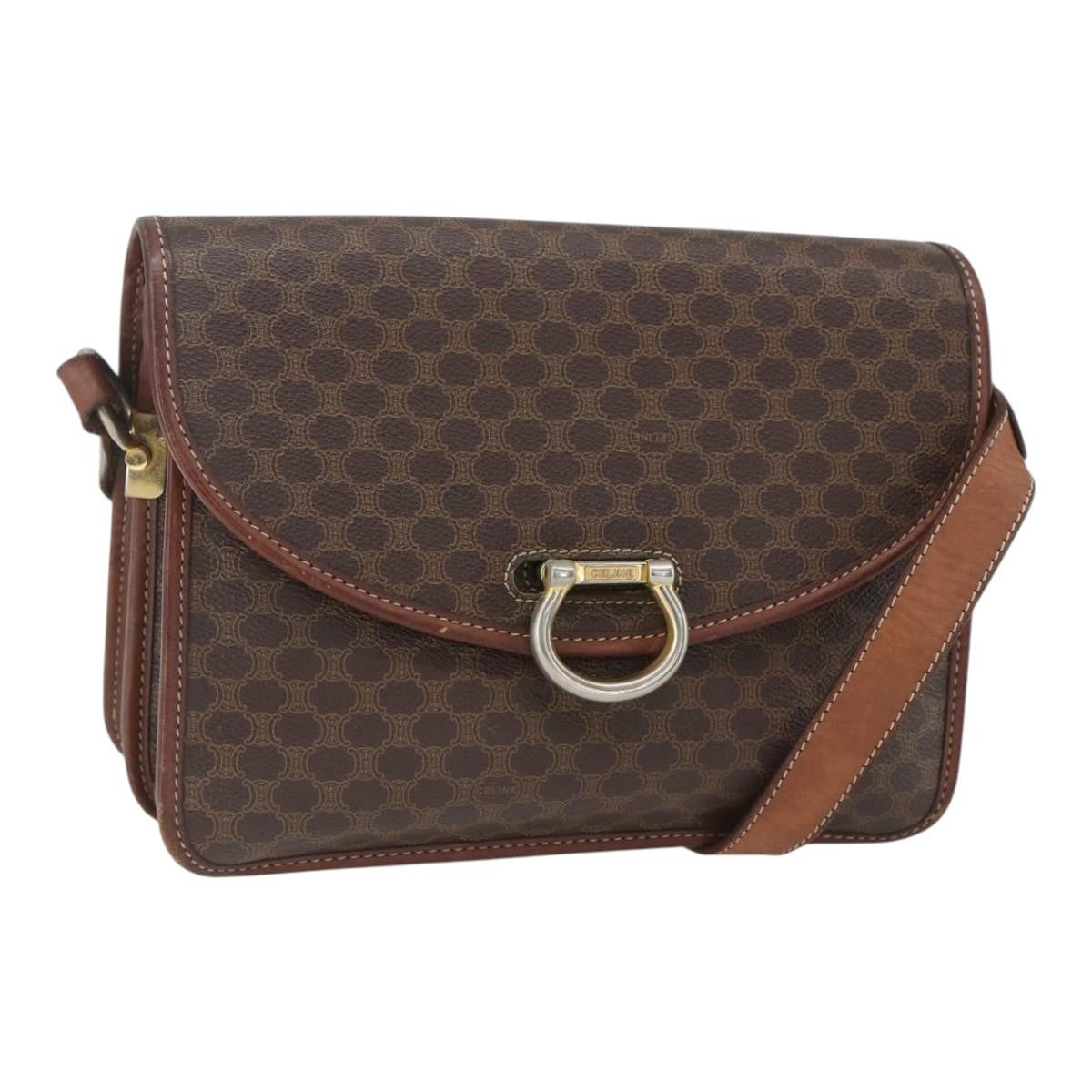 Celine Vintage Macadam Shoulder Bag Canvas Medium