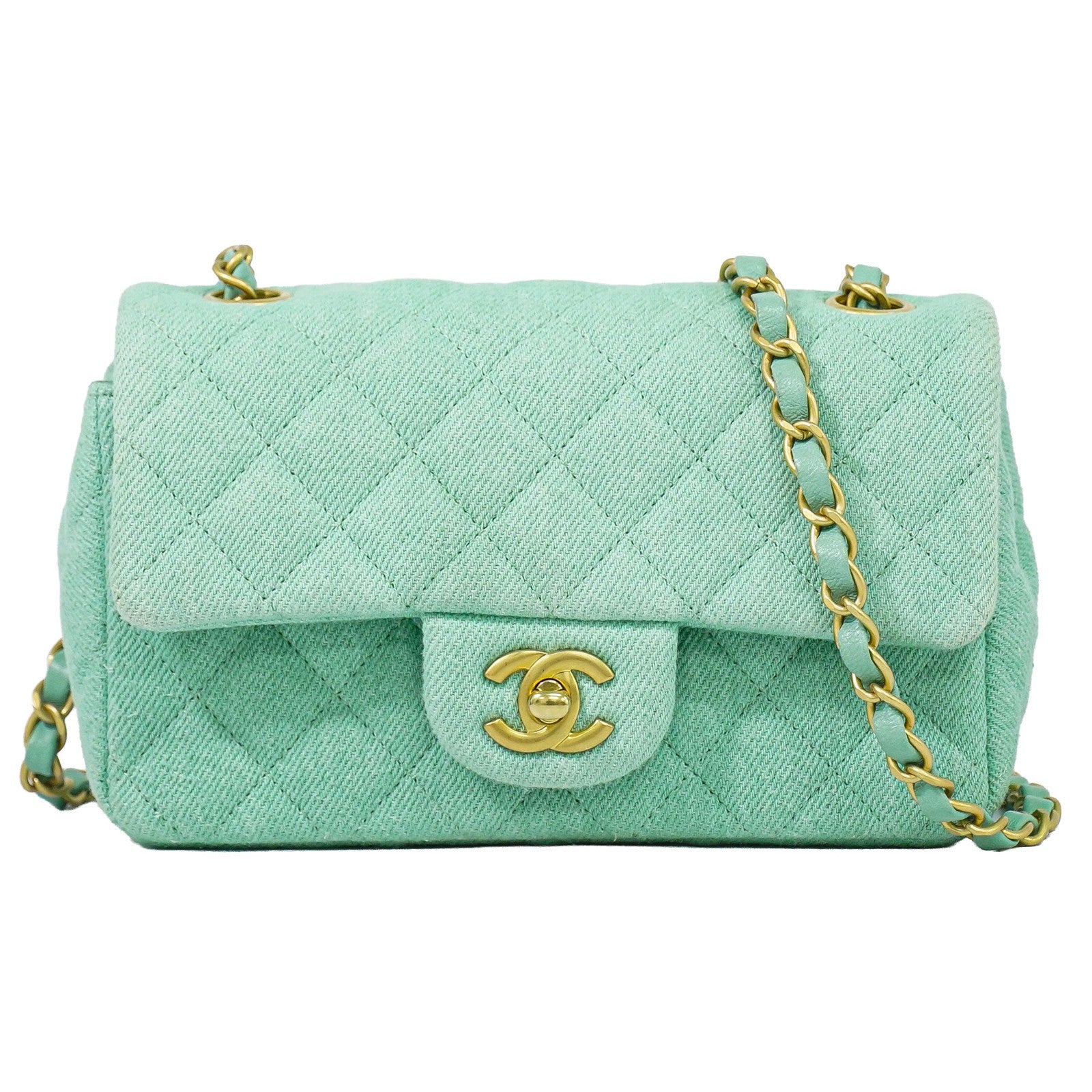 Chanel Classic Single Flap Top Handle Quilted Tweed Mini