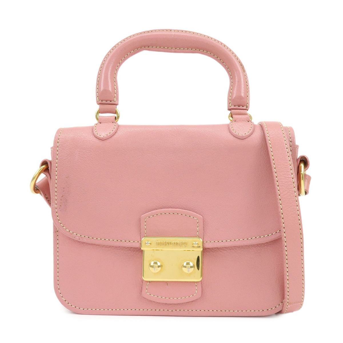 Miu Miu Madras Top Handle Leather Small