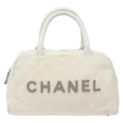 Chanel Vintage Logo Bowler Bag Quilted Canvas Medium