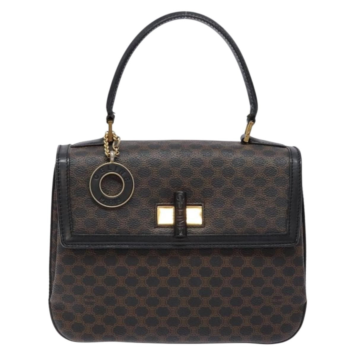 Celine Vintage Convertible Top Handle Bag Macadam Coated Canvas Medium